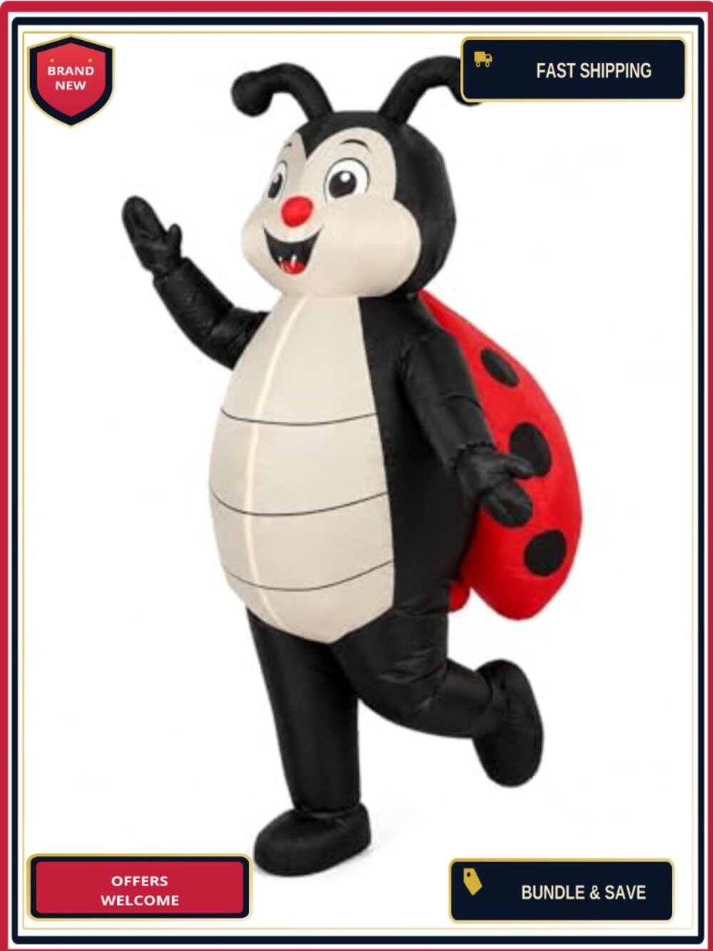 Inflatable Ladybug Costume Adult Full Body Blow Up Halloween Cosplay Suit